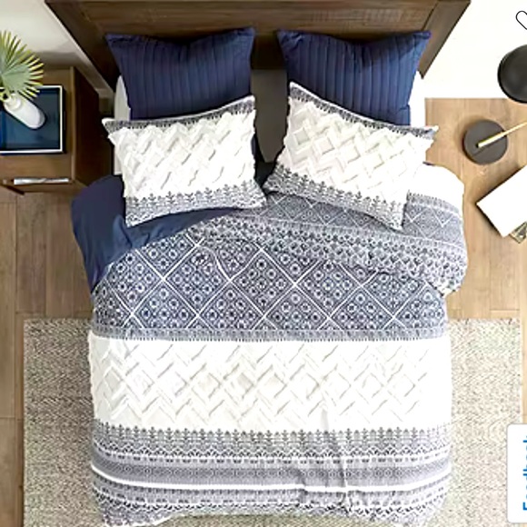 Ink+Ivy Mila 3 Piece Cotton Comforter Set with Chenille Tufting NAVY